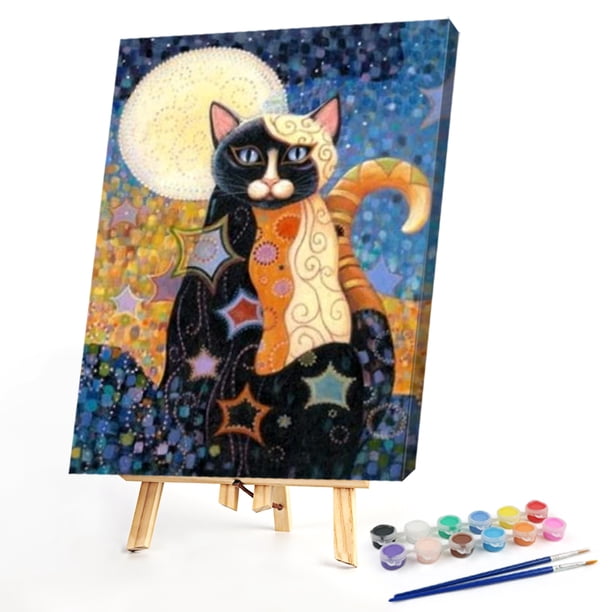 Pintura al óleo sin marco por números Cat DIY Canvas Picture Craft Kit (B461) Likrtyny Oficina Multiescena Multifunción