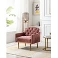 thumbnail image 2 of Accent Side Chair with Metal Legs, Modern Comfy Upholstered Single Sofa Chair with Armrest, Leisure Barrel Chair for Living Room, Bedroom, Dining Room, Office, Club, Brush Pink Teddy Fabric, 2 of 9