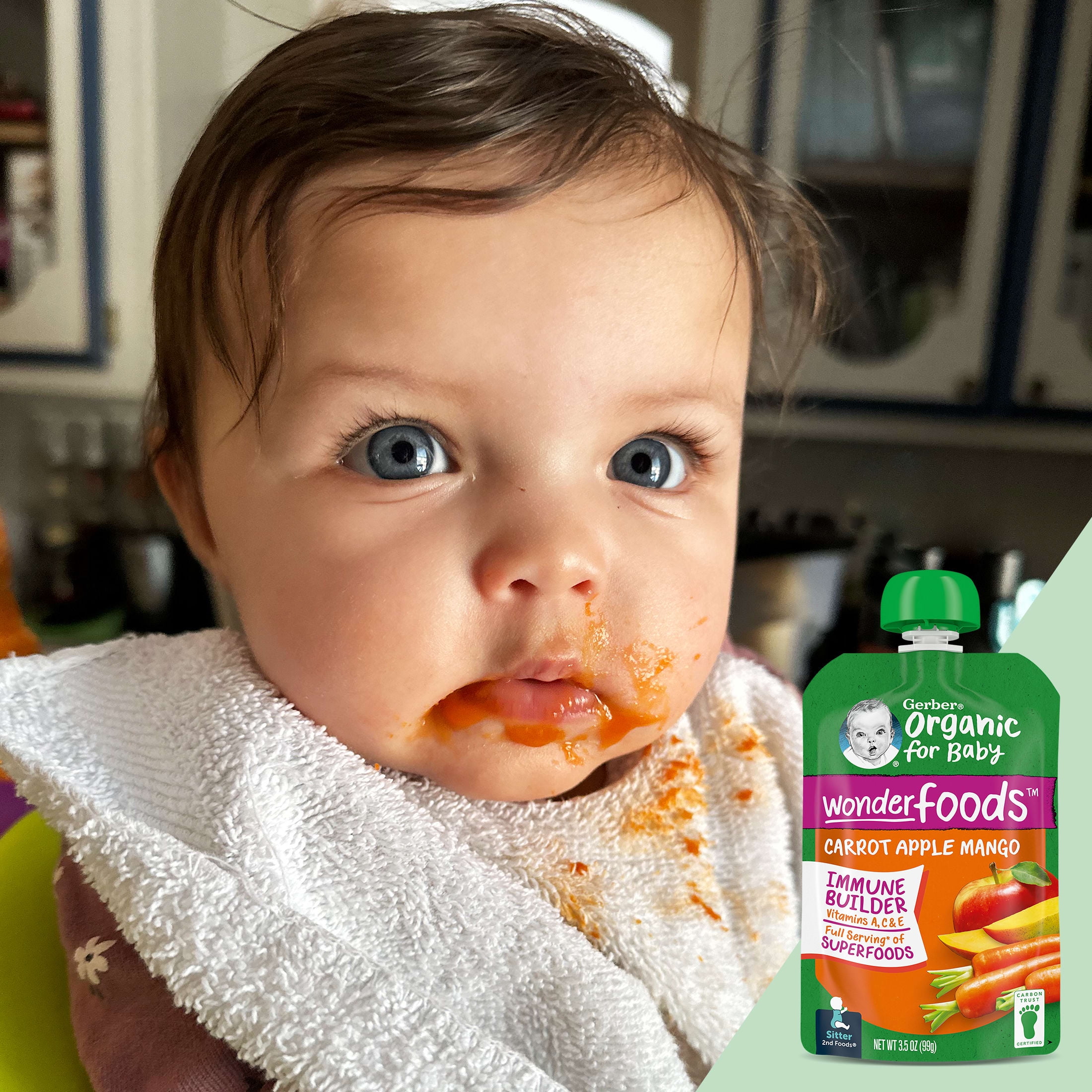 Gerber Organic Stage 2 Baby Food Puree, Carrot Apple Mango, 3.5 oz Pouches