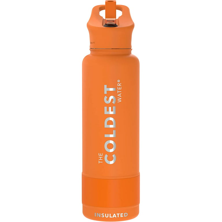 Coldest Sports Water Bottle - 40 oz (Straw Lid), Leak Proof, Vacuum  Insulated Stainless Steel, Hot Cold, Double Walled, Thermo Mug, Metal  Canteen (40 oz, Jupiter Orange) 