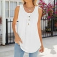 thumbnail image 4 of Mrat Built In Bra Tank Tops Fashion Women's Casual Comfortable Solid Round-Neck Sleeveless Button Tops Blouse T-Shirt Built In Bra Tank Tops for Women S-313 White XXL, 4 of 5