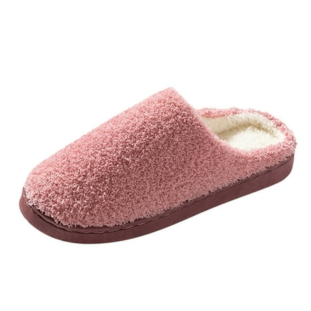 

Slippers For Women Fashionable Autumn Winter Ladies Slippers Flat Bottom Non Slip Short Plush Warm Comfortable Solid Color Round Toe Indoor