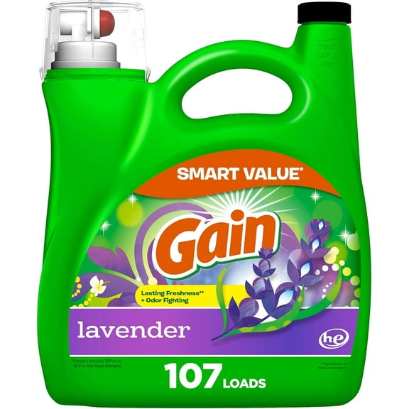 Liquid Laundry Detergent, Lavender Scent, 154 fl oz, 107 loads, HE compatible, Laundry Detergent Liquid Soap