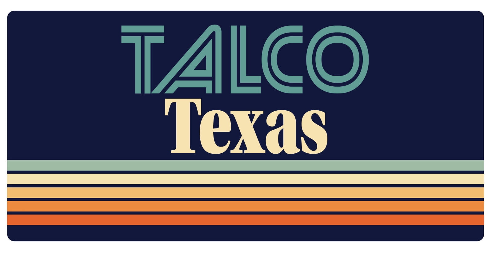 Talco Texas 5 x 2.5Inch Vinyl Decal Sticker Retro Design