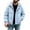 Blue, variant on Men's Puffer Jacket Faux Fur Hood Full Zip Warm Jackets with Pockets Long Sleeve Casual Insulated Winter Coat for Cold Weather