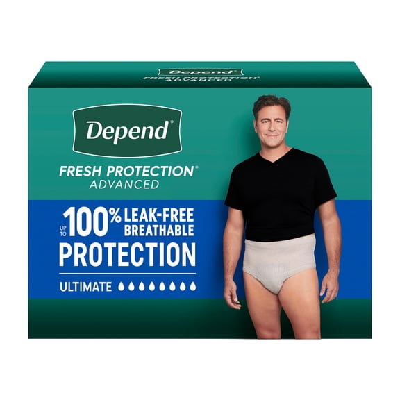 Depend Fresh Protection Advanced Incontinence Underwear for Men, Ultimate Absorbency Size M/L (32–42)  72 ct