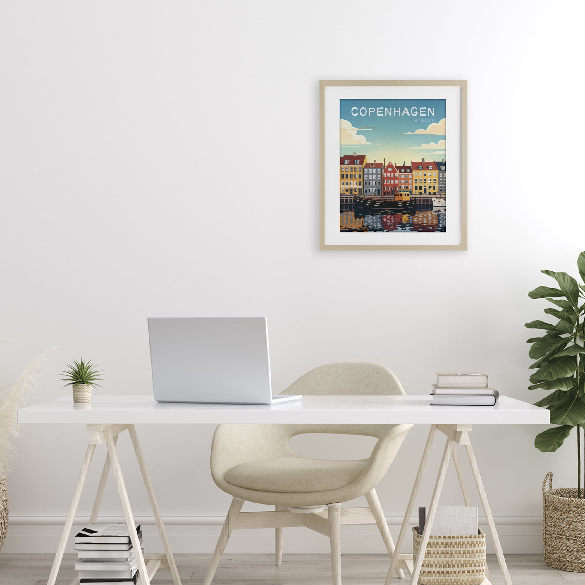 Stupell Industries Copenhagen Cityscape with River Birch Framed Print Under Glass, design by Andreas Magnusson