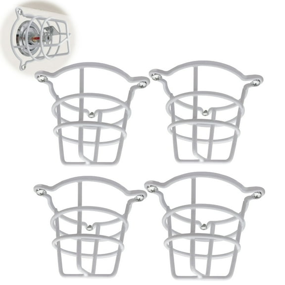 Happy Tree (4 Pack) White Fire Sprinkler Head Guard for Both 1/2" & 3/4" Fire Head for Protecting Flush Mount & Side Wall & Pendent Head Semi - Recessed Sprinkler Head Cage