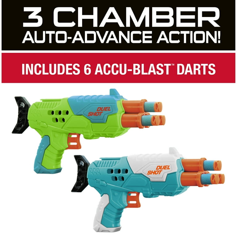 Duel Shot 2 Pack Dart Blasters W/ 6 Accu-Blast Darts, Ages 6 Duel Shot 2 Pack Dart Blasters W/ 6 Accu-Blast Darts, Ages 6