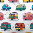 thumbnail image 3 of RV Shower Curtain for Camper Trailer Camping Bathroom, Retro RV Fun Camping, Happy Camper Stall Shower Curtain Set with 12 Hooks, 69X75in, 3 of 5