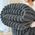 thumbnail image 4 of Djunllk Throw Blanket for Couch - Dark Gray Super Thick Double Layer Soft Blanket, Throw Blanket All Year Round Home Decor Fuzzy Warm Gifts for Women 27.5" x 39.3", 4 of 7