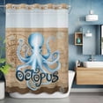 thumbnail image 6 of No Hook Shower Curtains with Snap-in Liner Set, Vintage Octopus Waterproof Hotel Style Bathroom Shower Curtain, Brown Nautical Anchor Bubbles Coastal Breathable Mesh Top Bath Curtains 72''x84'', 6 of 9
