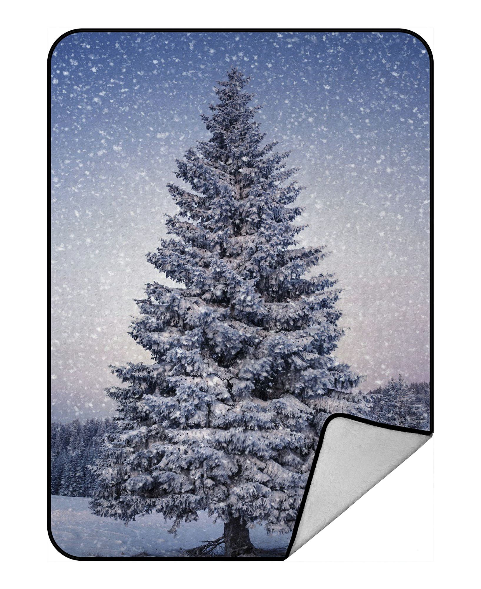 ZKGK Merry Christmas Tree Blanket Crystal Velvet Front and Lambswool