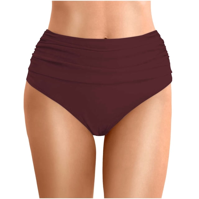 Women's Summer Solid Color Pleated Beach Swim Trunks - Double - Layered, Polyester, Elastic, Suitable for Beach and Vacation