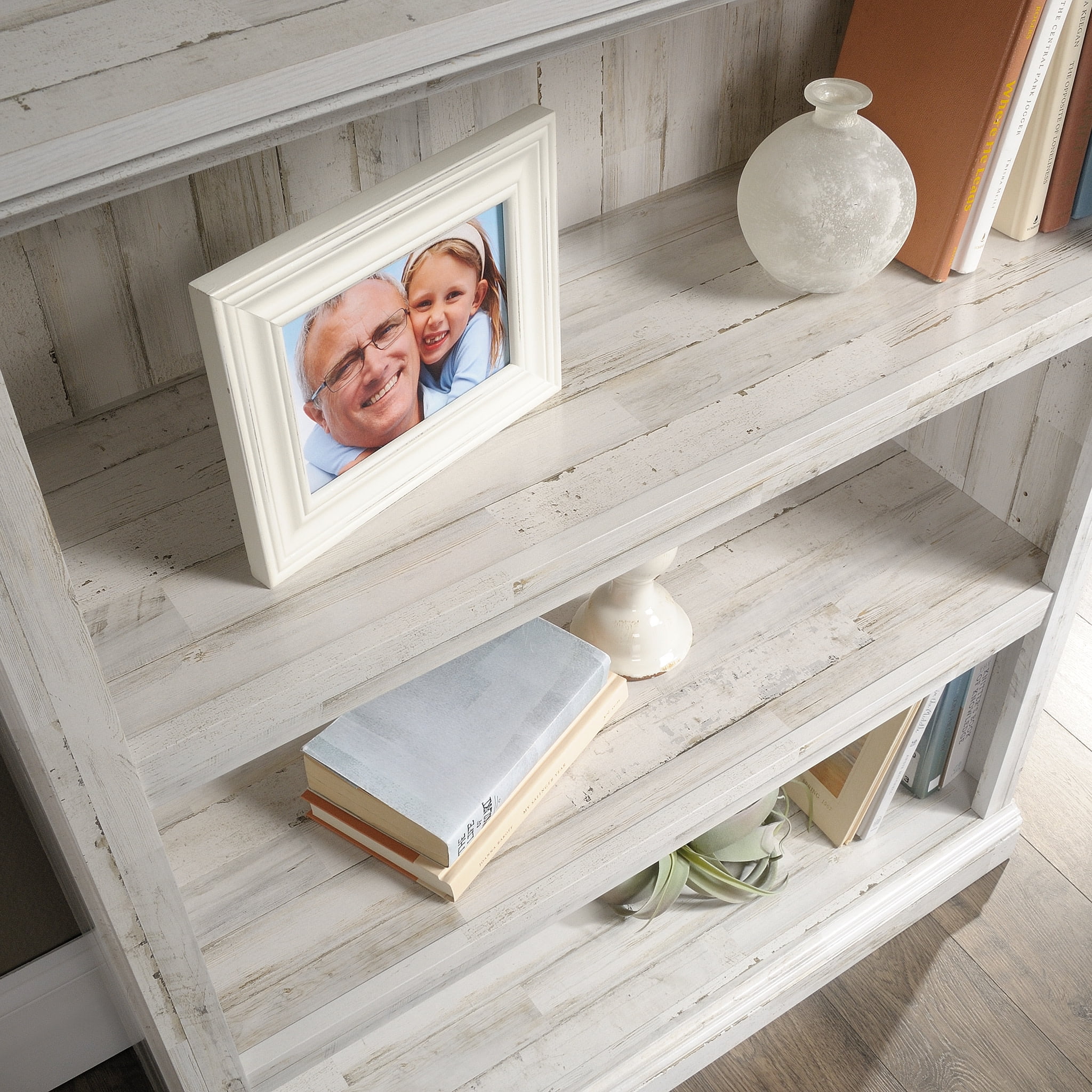 Sauder 3-Shelf Bookcase, White Plank Finish