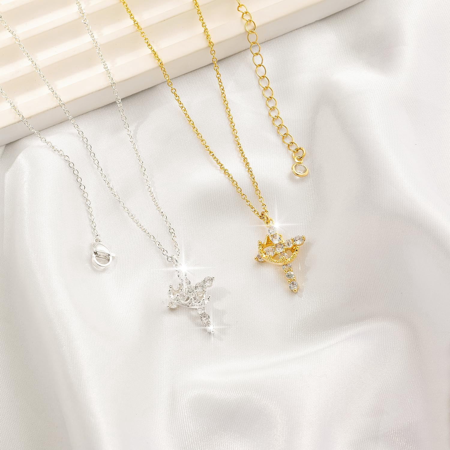 Soleilie Christian Gift Stocking Stuffers Cross Necklace for women-Dainty 14k Gold Plated/Silver Plated Pendant Necklaces Simple Cute Tiny Necklace Jewelry for Women