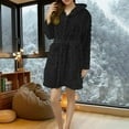 thumbnail image 3 of Bath Robe Women's, Hugcore Plush Absorbency Robe for Women Extra Long Fleece Bathrobe with Hood & Pockets | Warm Cloth Loungewear Robes for Women Black L, 3 of 5