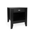 thumbnail image 1 of Crown Bedside Nightstand, 21 Inch, 1 Drawer and Open Shelf, Black MDF, 1 of 1