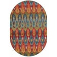 thumbnail image 2 of Unique Loom Outdoor Modern Collection Area Rug - Ikat (4' 1" x 6' 1" Oval Multi/Burgundy), 2 of 9