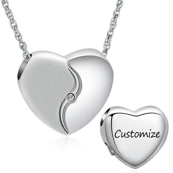 Personalize Stainless Steel Heart Urn Pendant Necklace for Cremation Ashes Holder Memorial Jewelry