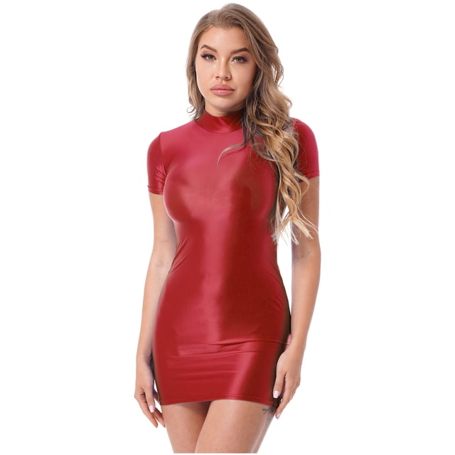 Jhaoyu Robe Mini Moulante Élégante pour Femmes Manches Courtes Soirée Boîte de Nuit Robe Crayon Boîte de Nuit Bourgogne G