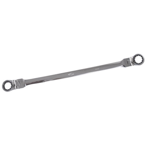 K Tool 43515 Ratcheting, Double Box End, Flexible Wrench, 14mm x 15mm, Extra Long, Reversible