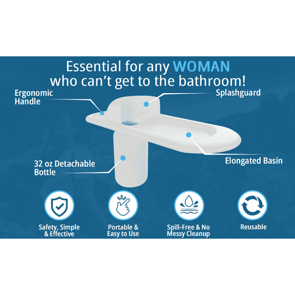 PottyCap Portable Urinal for Women with 32 oz Detachable Bottle - Reusable Portable Female Urinal for Travel, Camping and Outdoor Activities - Female Urination Device for Bedside  and Emergencies.