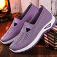 thumbnail image 3 of Womens Loafers Knit Mesh Cutout Breathable Walking Shoes Lightweight Slip on Sneakers Comfy Nursing Shoes Purple Size 9.5, 3 of 5