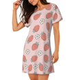 thumbnail image 2 of Daiia Strawberry And Flowers Print Women's Nightshirt Soft Nightgowns for Women Short Sleeve dress Short-sleeved Sleepwear, 2 of 6