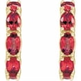 thumbnail image 2 of Auriga Fine Jewelry 14k Yellow Gold Lab-Grown Ruby Hoop Earrings for Women, 2 of 4