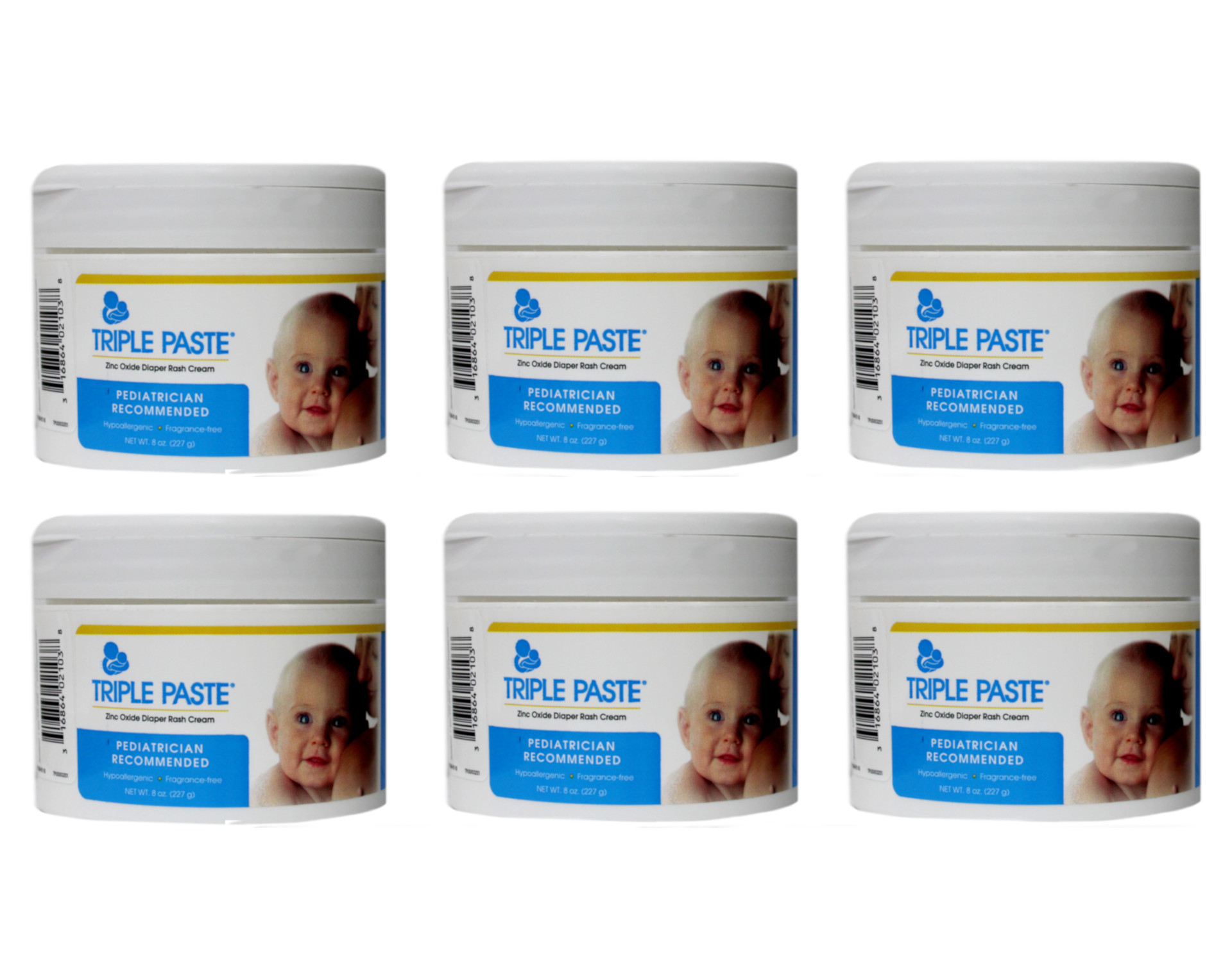 Triple Paste Medicated Diaper Rash Ointment 8 Ounce (Pack of 6