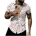 thumbnail image 4 of BRGZLK Men Turn Down Collar Shirt Valentine Day Fashion Heart Printed Short Sleeve Cardigan Top Shirt Novelty Button Down Shirts Pink A S, 4 of 5