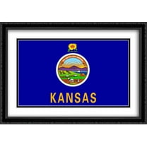 Kansas State 2x Matted 40x28 Large Black Ornate Framed Art Print by The Flag Art Print Series
