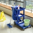 thumbnail image 2 of HOMCOM Commercial Janitorial Cart, Professional Cleaning Trolley, Blue, 2 of 10