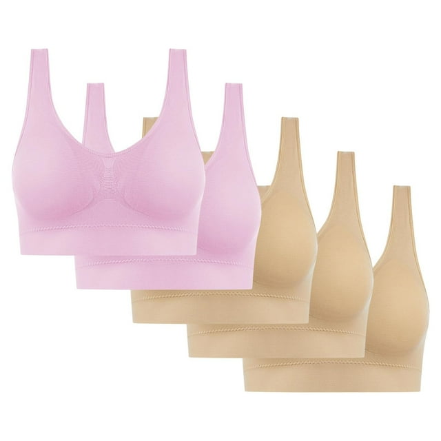 5PC Women's High Impact Sports Bra - Seamless Wireless Support | Comfortable Workout Bralette with Pad Insert Slots
