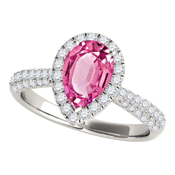 Mauli Jewels Rings for Women 1.55 Carat Diamond and Pear Shaped Pink 4-prong 10K White Gold