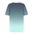 thumbnail image 4 of Fengqque Women's Gradient Color T Shirt Button Detail Pleated Square Neck Short Sleeve Casual Summer Blouse Green S(S), 4 of 5