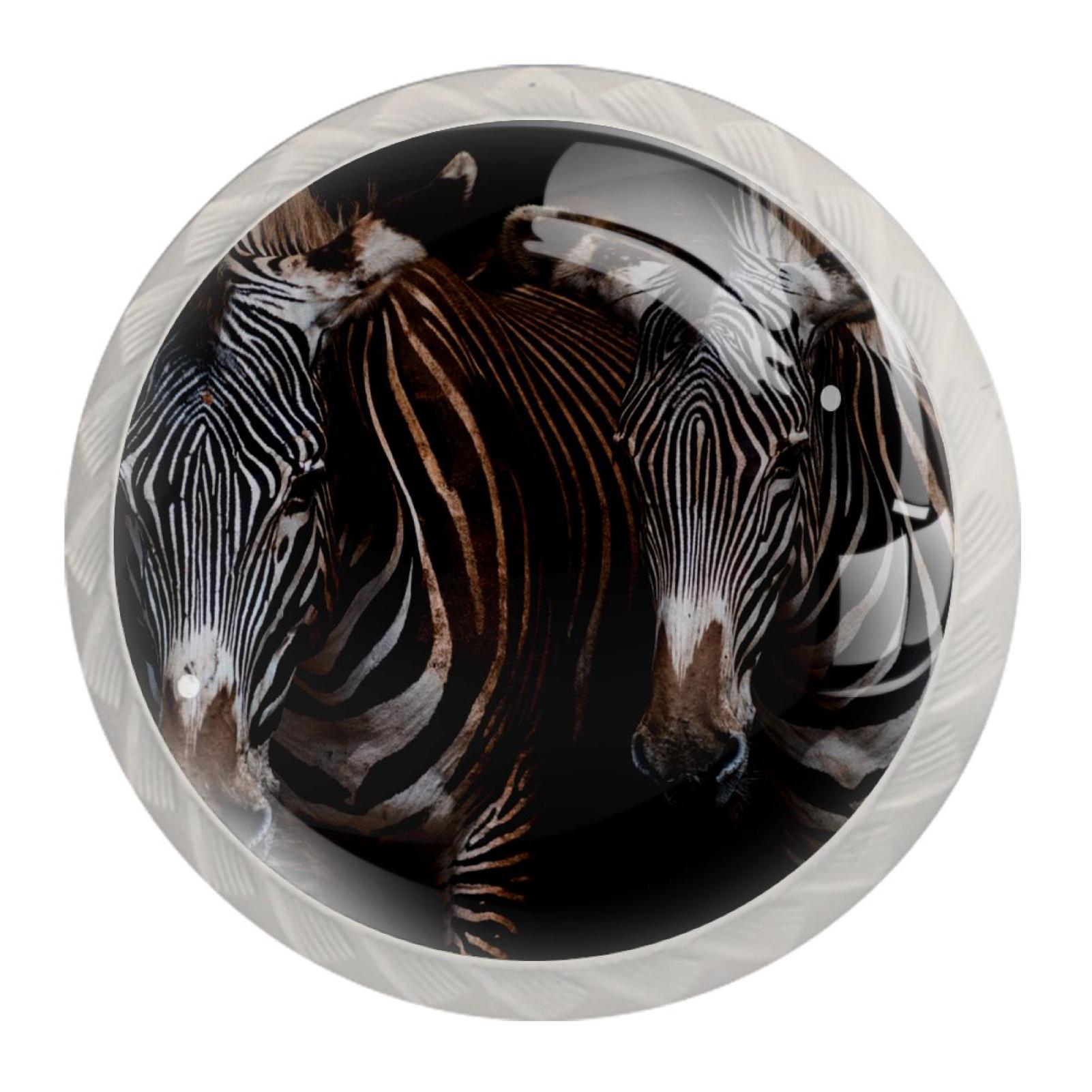 Ownta Zebras Round Glass Drawer Handles Knobs Pulls with screws for