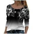 thumbnail image 2 of Qertyioot Women's Fashion Tops,Round- Neck Printing Gradient Color Recreational Long Sleeve, 2 of 8