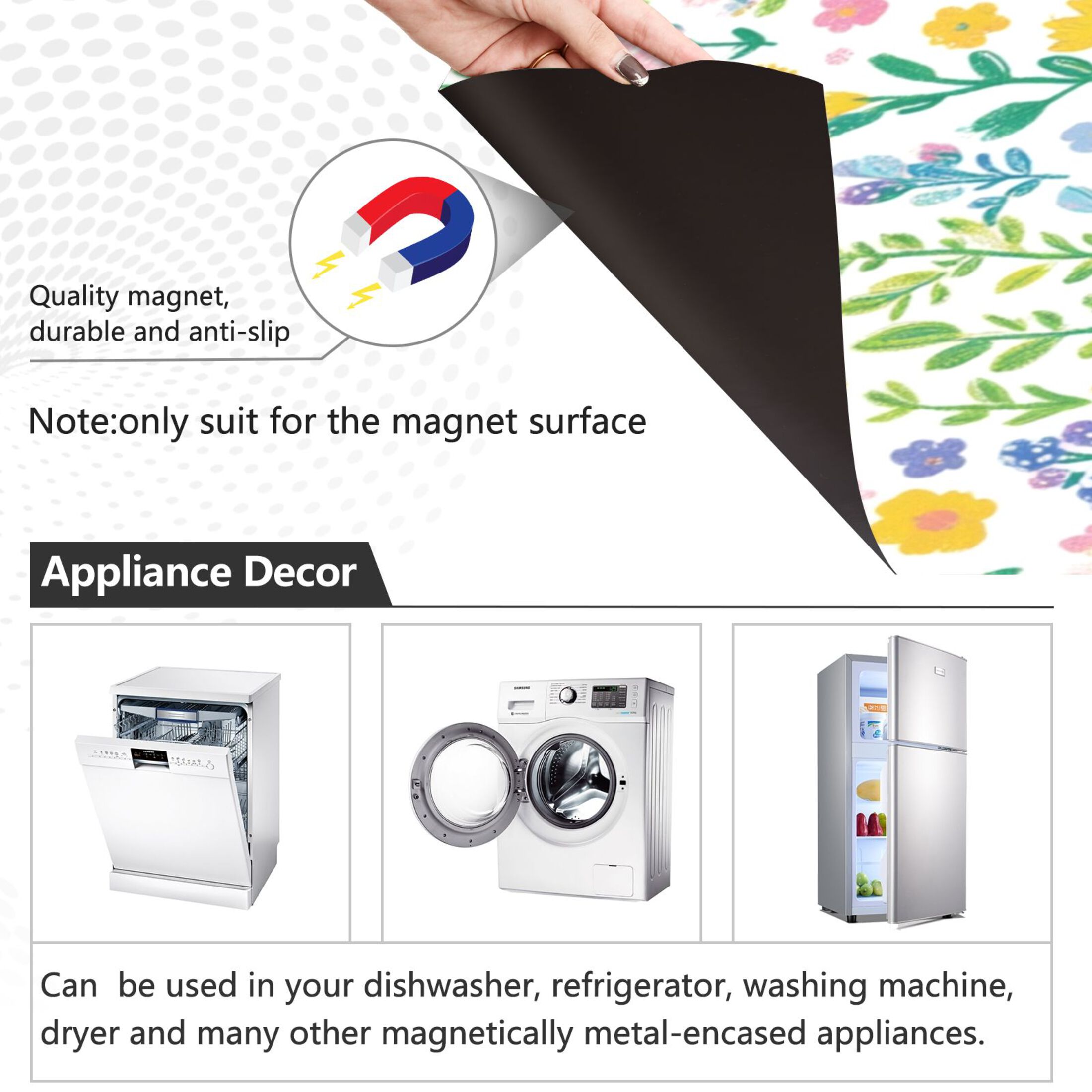 Dishwasher Magnetic Sticker 23x26 Inch Refrigerator Magnetic Sticker Washing Machine Magnetic Sticker Kitchen Panel Magnetic Sticker Home Decor Super Beautiful Little Flowers