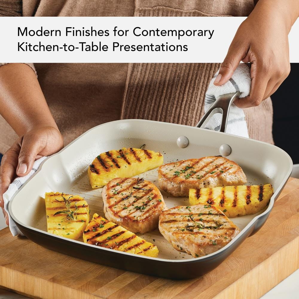 KitchenAid Hard Anodized 11.25 Inch Ceramic Nonstick Grill Pan, Oven Safe to 500°F, Matte Black