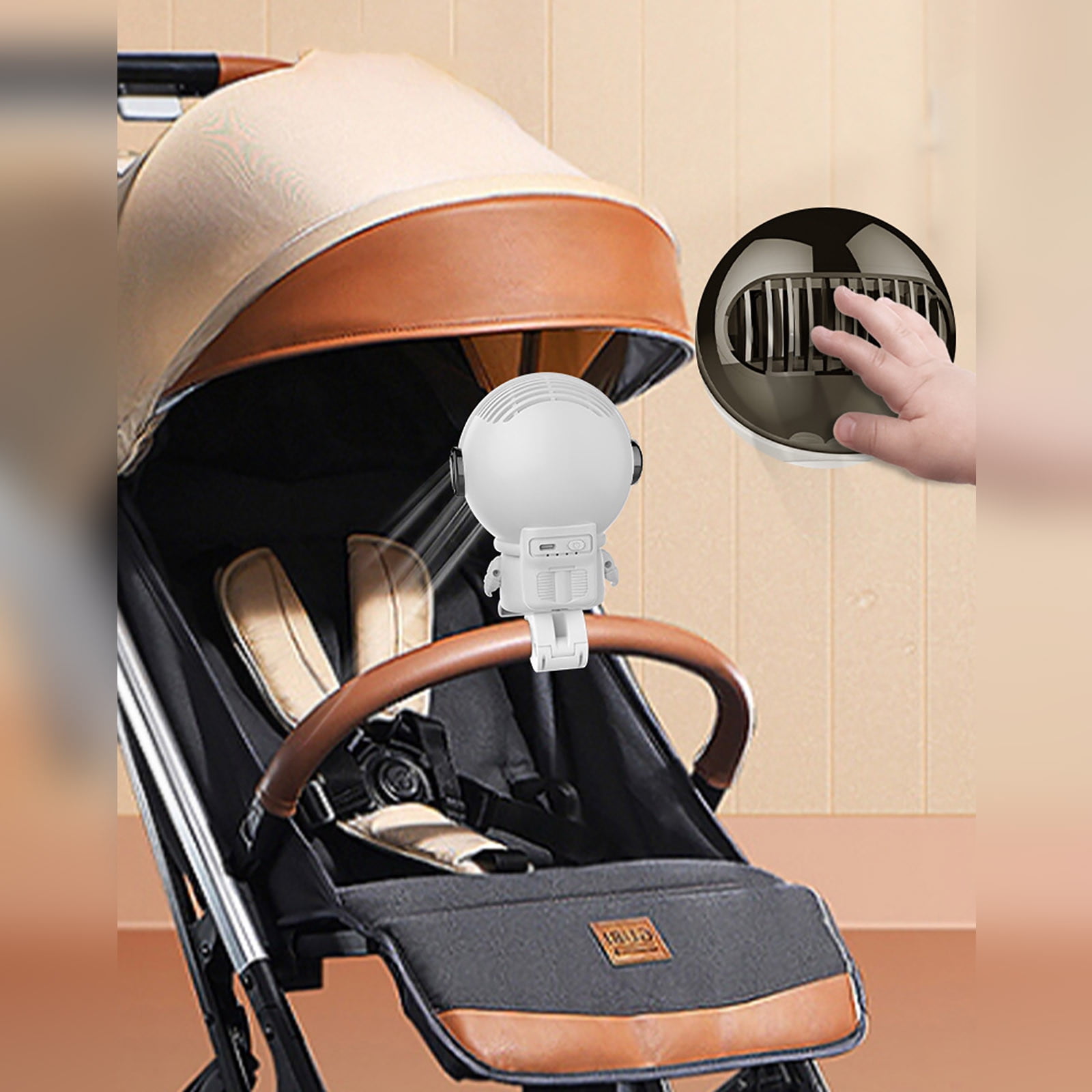 Ruhiku GW Portable Fan for Baby Stroller, Battery Operated Fan USB Charging, Car Seat Fan with 3 Speeds, Air Turbo Tech, Low Noise Mini Clip on Fan Baby Fan for Stroller and Car Seat, White