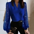 thumbnail image 2 of Womens Summer Tops, Tops for Women Trendy, Elegant V Neck Sheer Lace Sleeve Blouse Sparkly Women's Top with Mesh for Stylish Outfits, 2 of 5