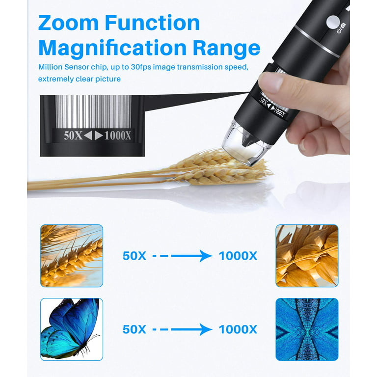 Docooler Wireless Digital Microscope High-Clear 1080P HD 50x-1000x,Mini  Potable Handle Microscope for Trichome Mini Coin, Microscope Camera  Magnifier