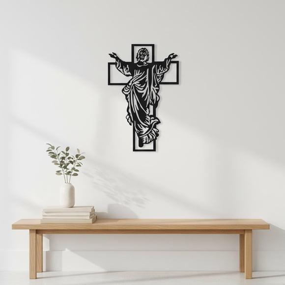 twisto Metal Wall Art Sculpture Crafts Decoration DIY Housewarming Modern Iron Cross Wall Decor Silhouette for Bedroom Prayer Office