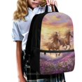 thumbnail image 3 of Uourmeti Durable 17 Inch Polyester Backpack for Work School, Adjustable Padded Straps Portable School Backpack, Running Horses Purple Flower Field, 3 of 6