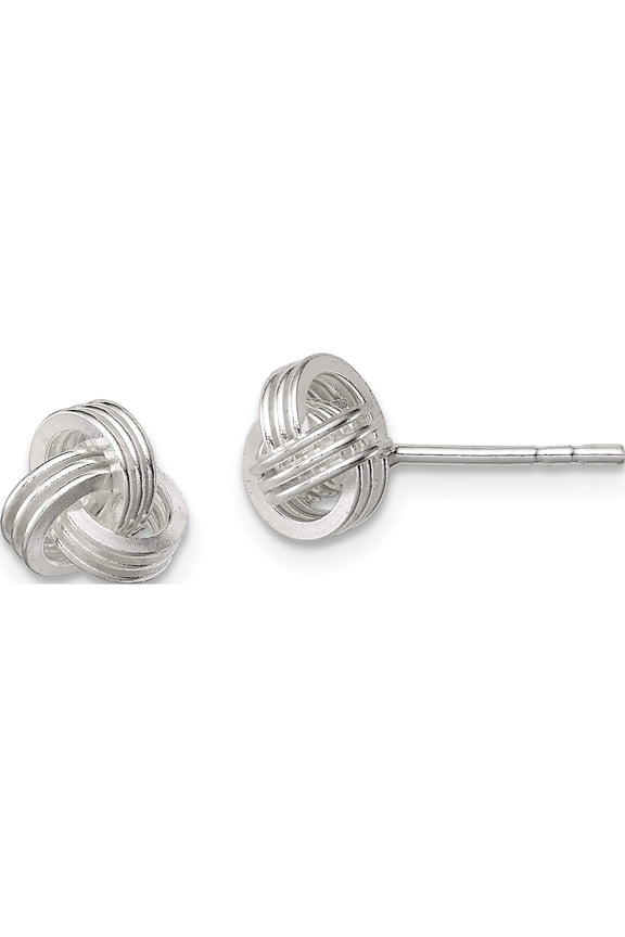 Sterling Silver Polished Fancy Love Knot Post Earrings (6 X 8) Made In India qe11774