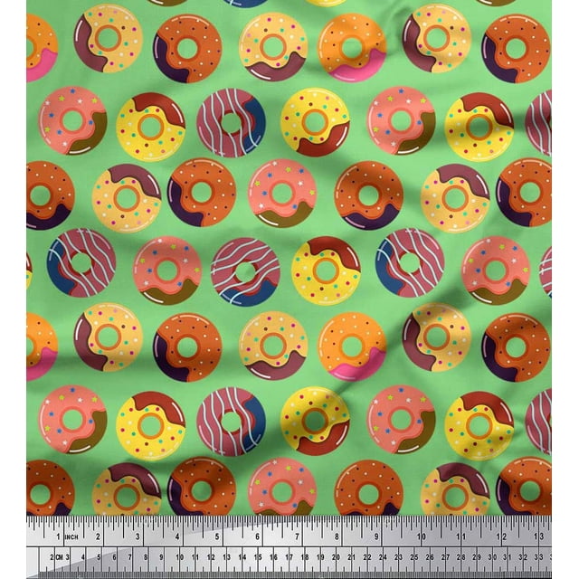 Soimoi Cotton Voile Fabric Donuts Food Decor Fabric Printed Yard 42 Inch Wide