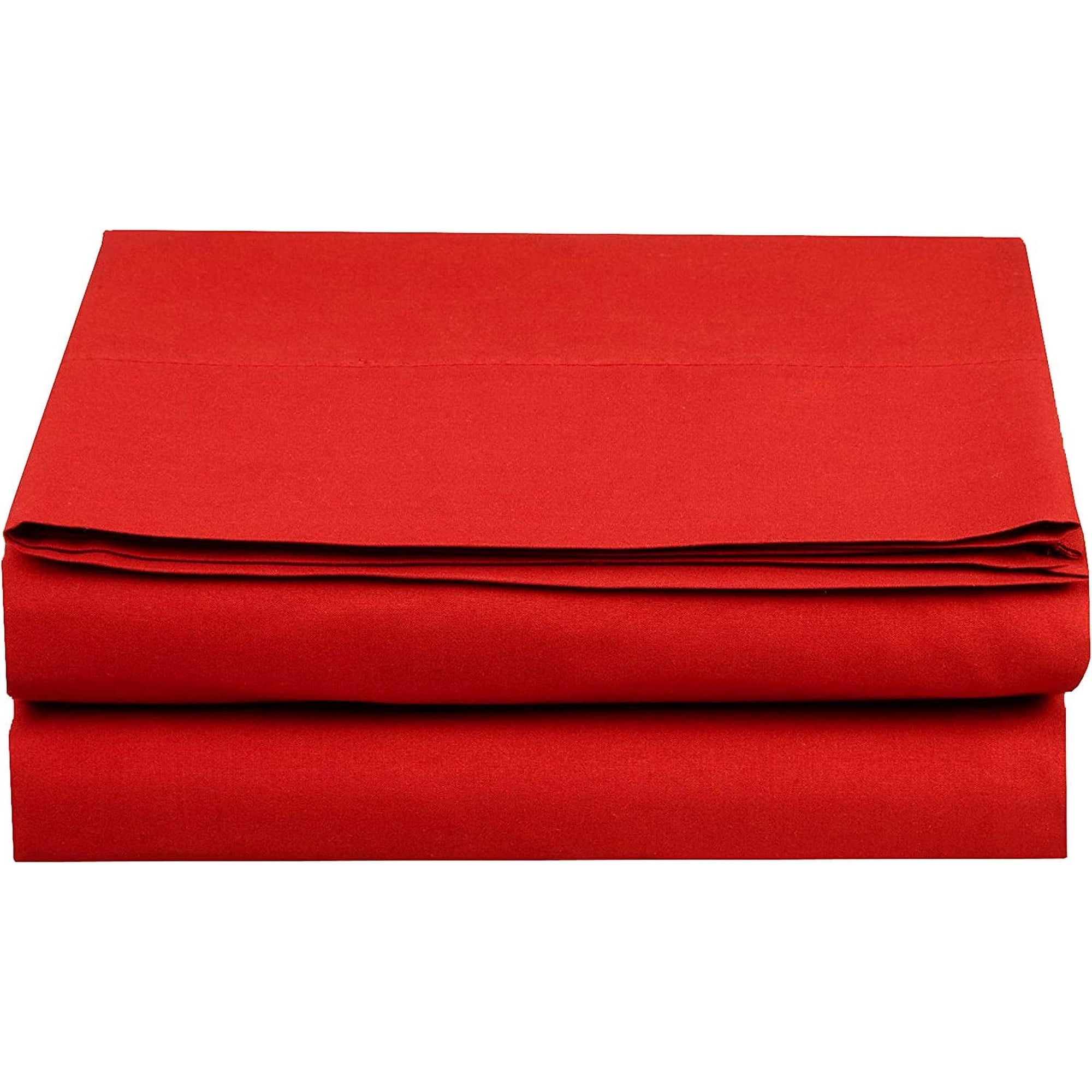 Elegant Comfort 1500 Premium Hotel Quality 1-Piece Flat Sheet, Softest Quality Microfiber - California King Red