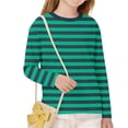 thumbnail image 3 of FAHXNVB Girls Striped Long Sleeve T Shirts Crew Neck Breathable Summer Casual Tees Tops Lightweight Kids Shirts 3-14 Years, 3 of 8